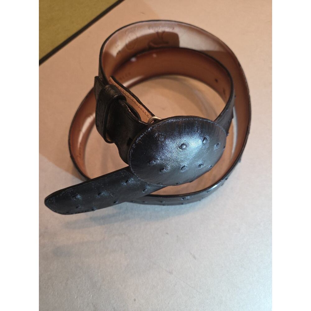 Los Altos Men’s Black Color Genuine Full Quill Ostrich Leather Belt Size 38
